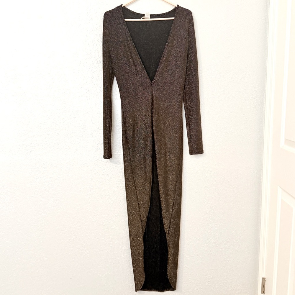 Slinky Lamé Dress Top with Long Tail Back